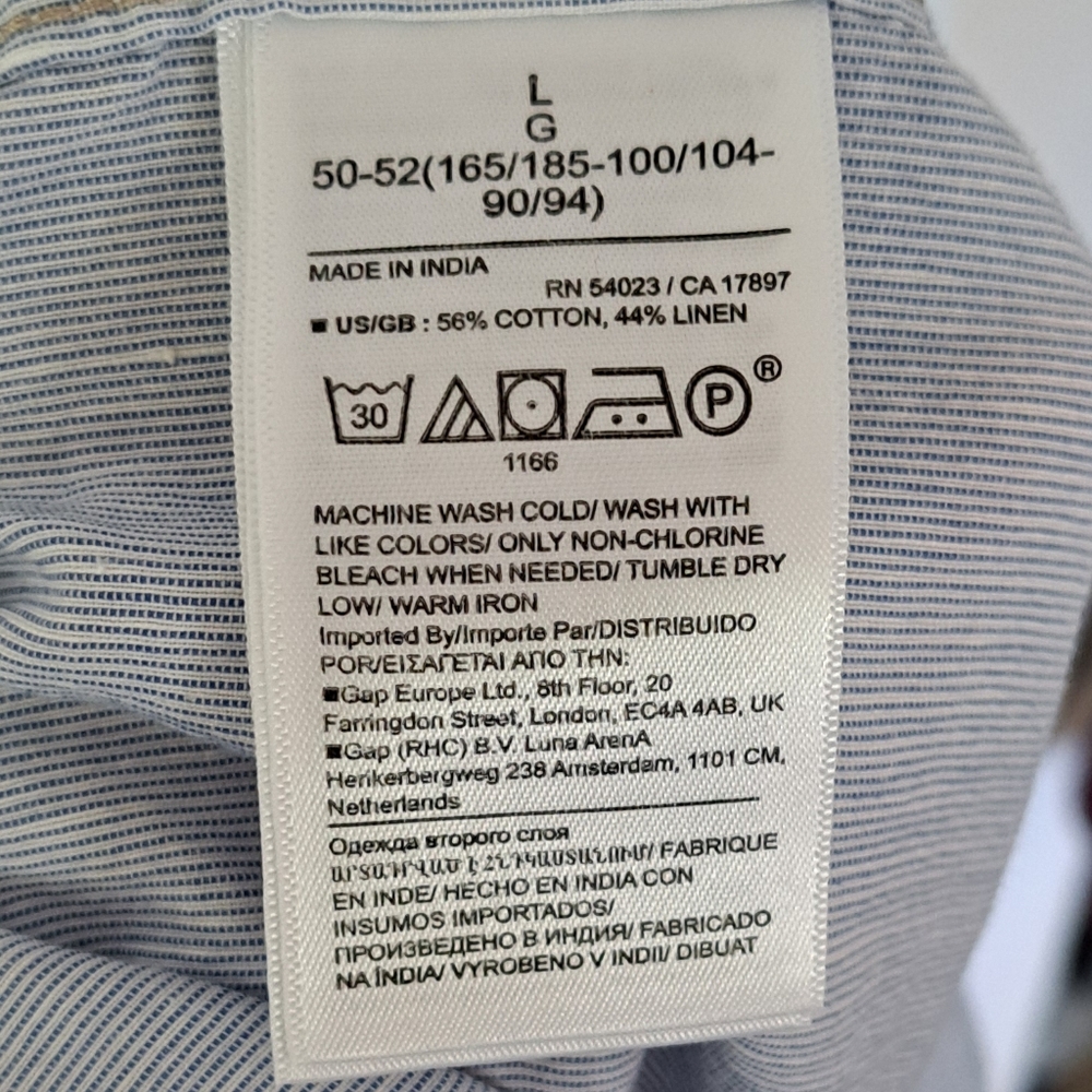 Banana Republic Blue Casual Button Down Shirt. Cotton/ Linen. - Picture 3 of 6